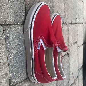 Red vans customs racing red slip-on